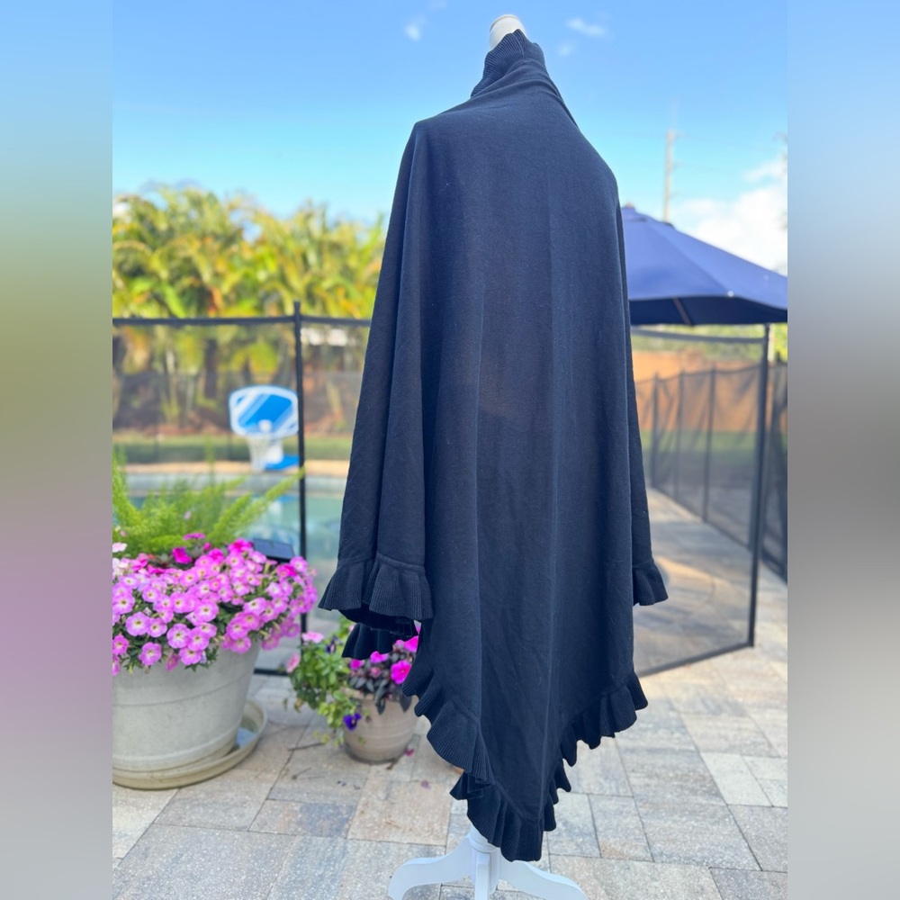 Bloomingdale’s Black Cotton Ruffle Shawl Wrap OS